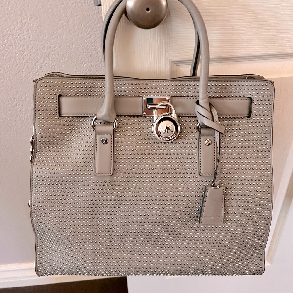 Michael Kors silver studded large tote
